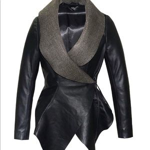 Asymmetric Frilled Collar leather jacket (new)
